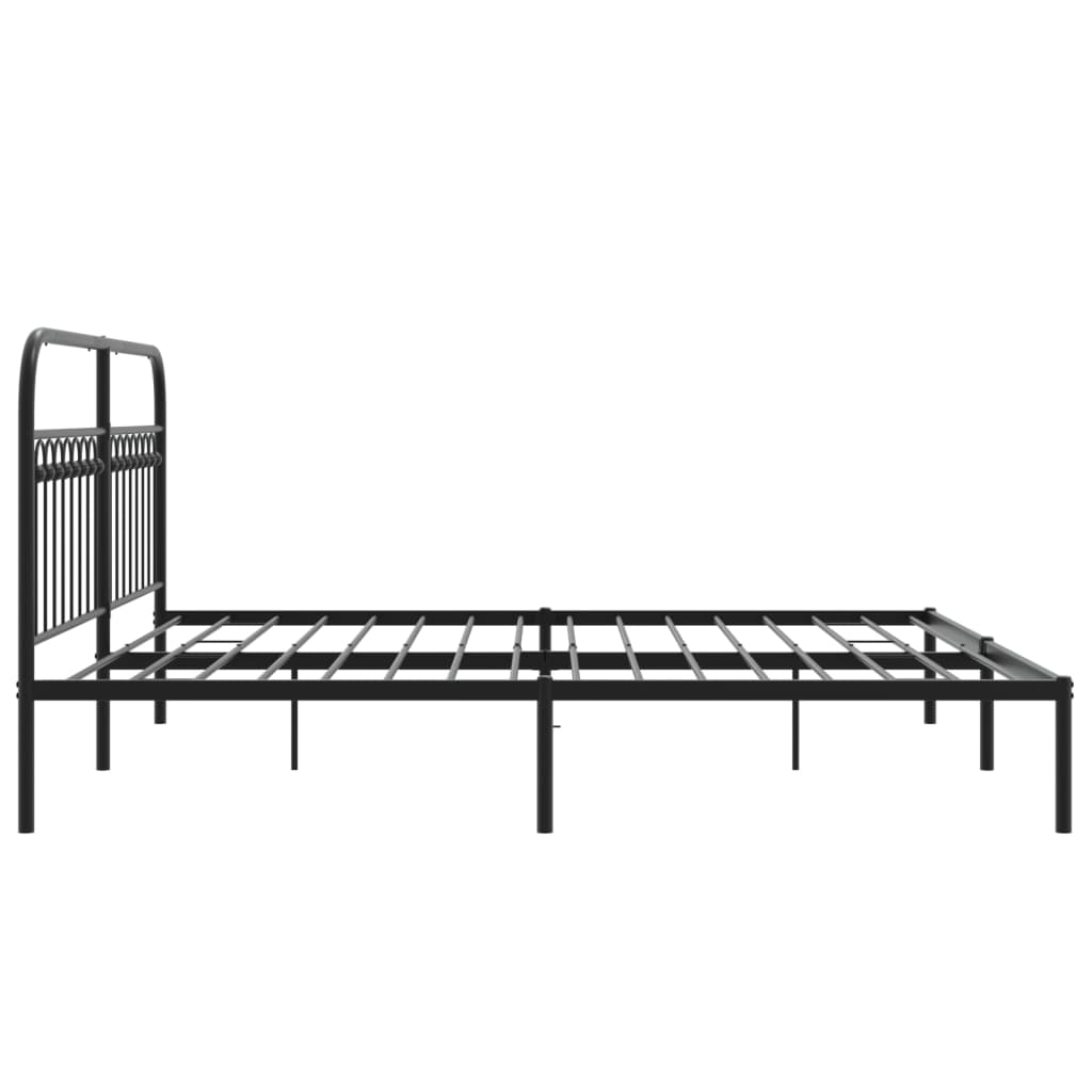 Metalni okvir za krevet s uzglavljem crni 183x203 cm
