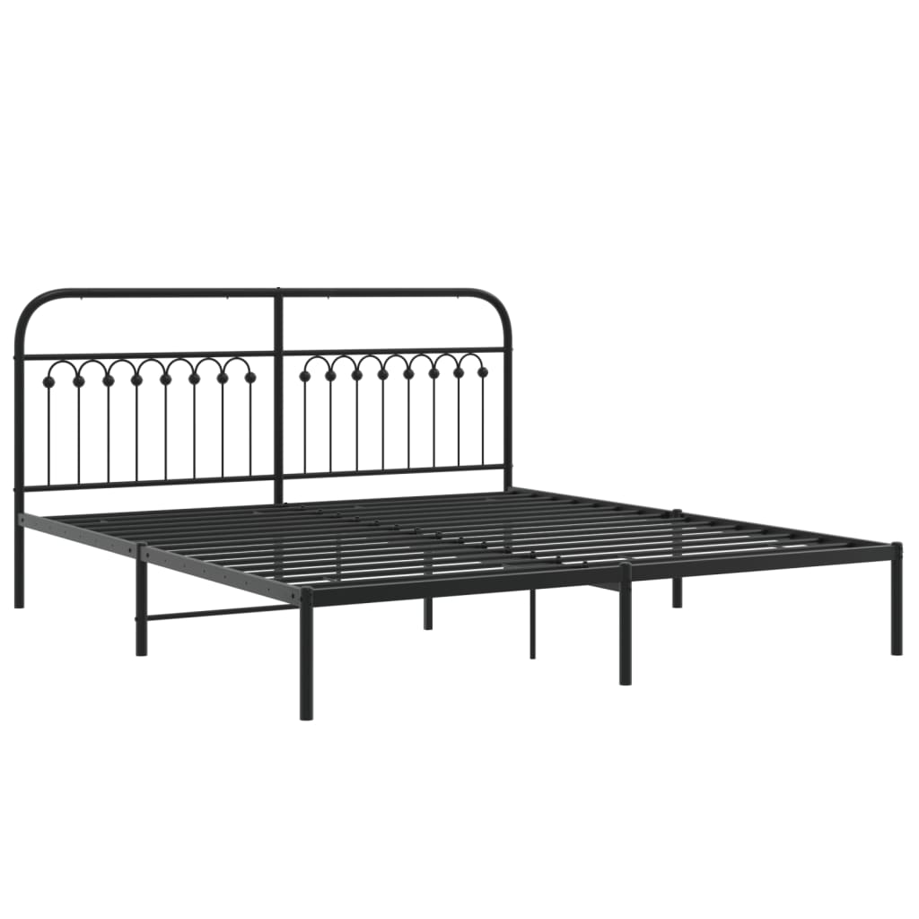 Metalni okvir za krevet s uzglavljem crni 183x213 cm