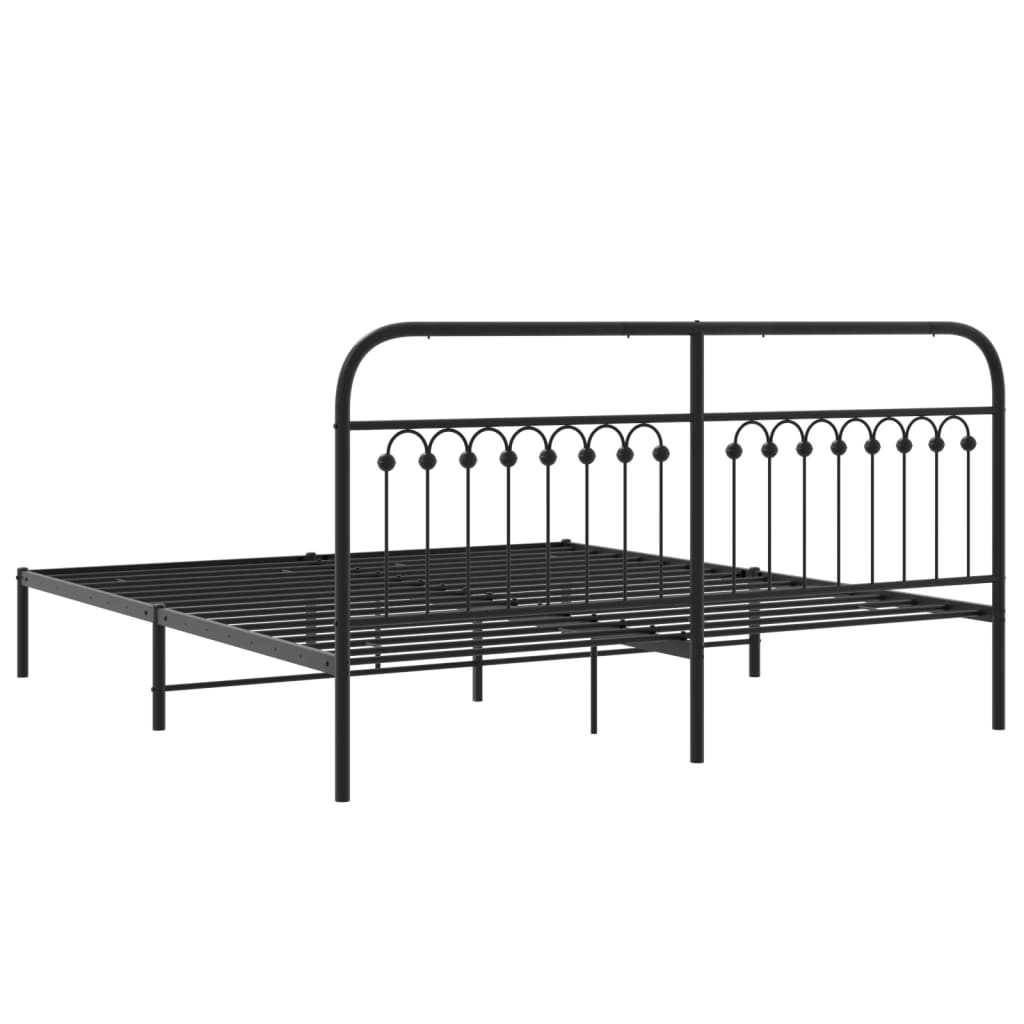 Metalni okvir za krevet s uzglavljem crni 183x213 cm