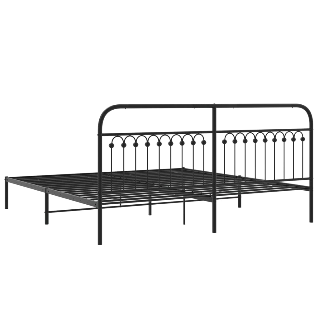 Metalni okvir za krevet s uzglavljem crni 193x203 cm