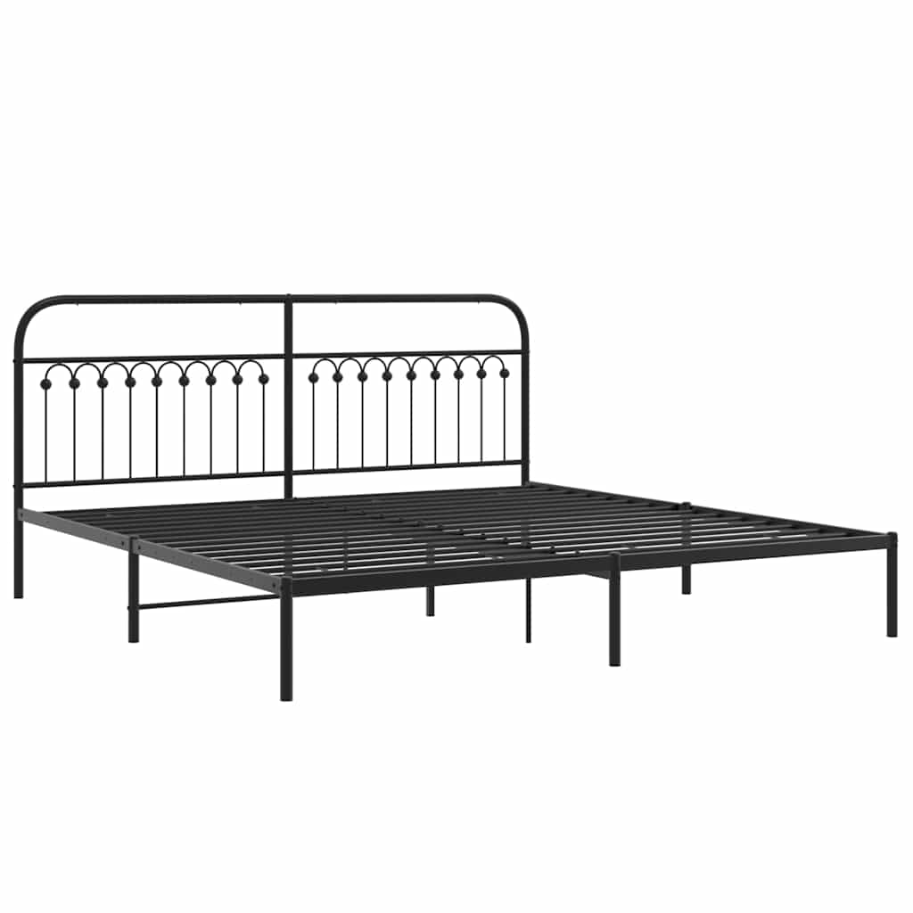 Metalni okvir za krevet s uzglavljem crni 200x200 cm