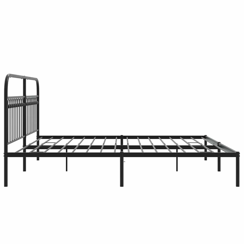 Metalni okvir za krevet s uzglavljem crni 200x200 cm