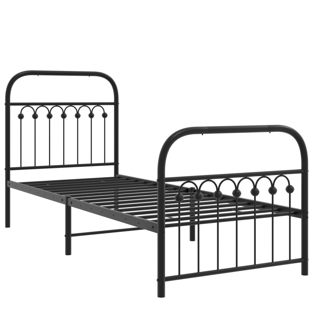 Metalni okvir kreveta uzglavlje i podnožje crni 75x190 cm