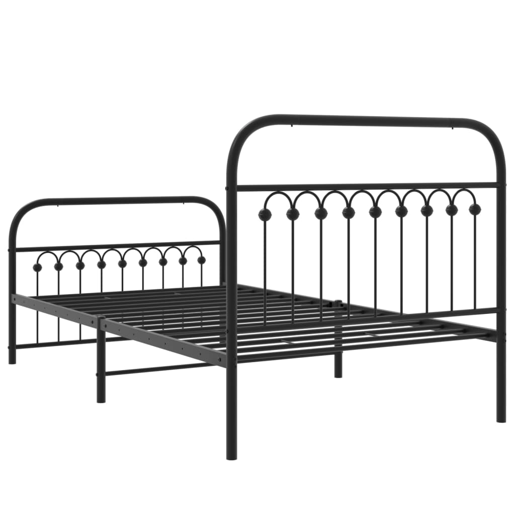Metalni okvir kreveta uzglavlje i podnožje crni 100x190 cm