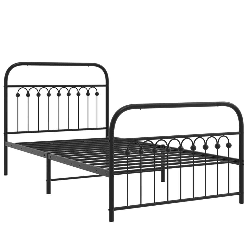 Metalni okvir kreveta uzglavlje i podnožje crni 100x200 cm