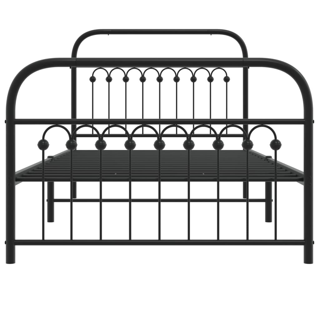 Metalni okvir kreveta uzglavlje i podnožje crni 100x200 cm