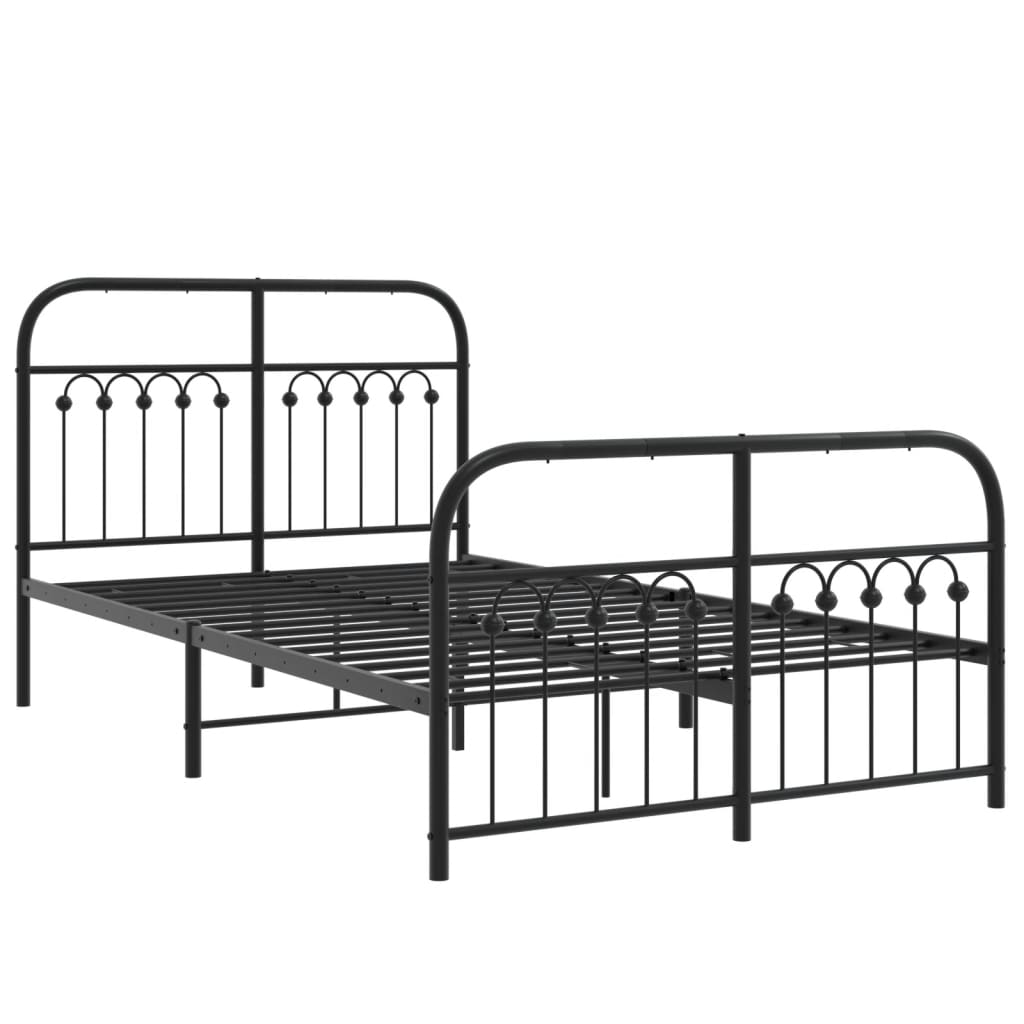 Metalni okvir kreveta uzglavlje i podnožje crni 120x200 cm