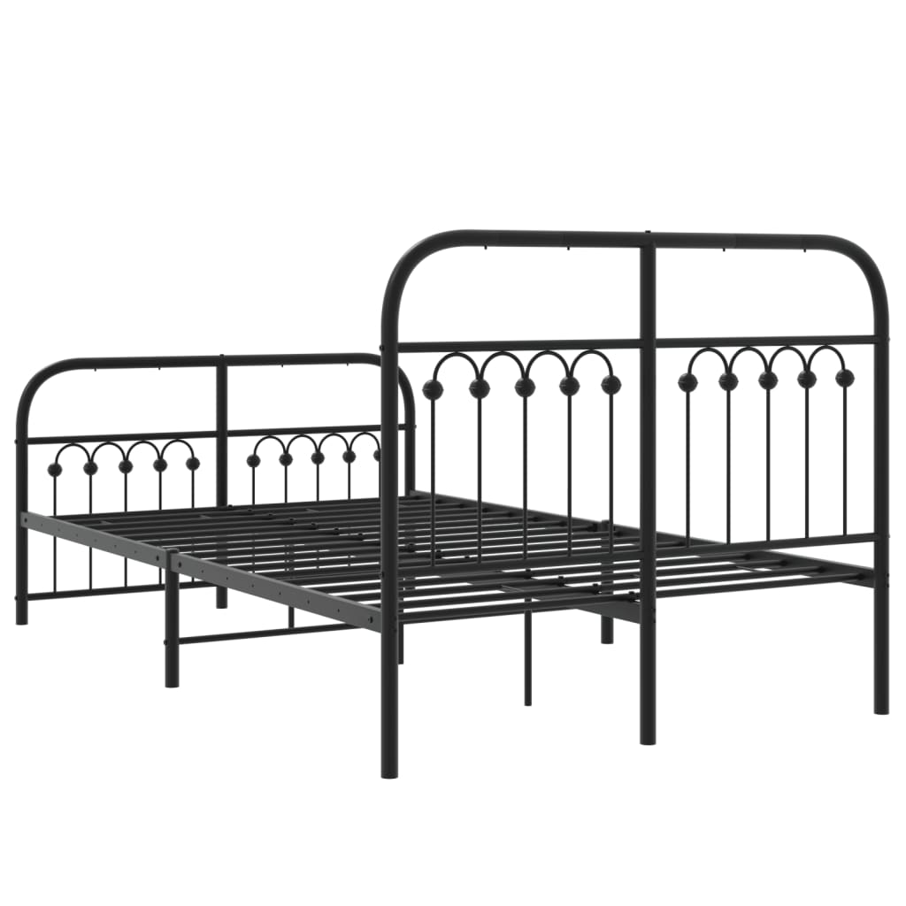 Metalni okvir kreveta uzglavlje i podnožje crni 120x200 cm