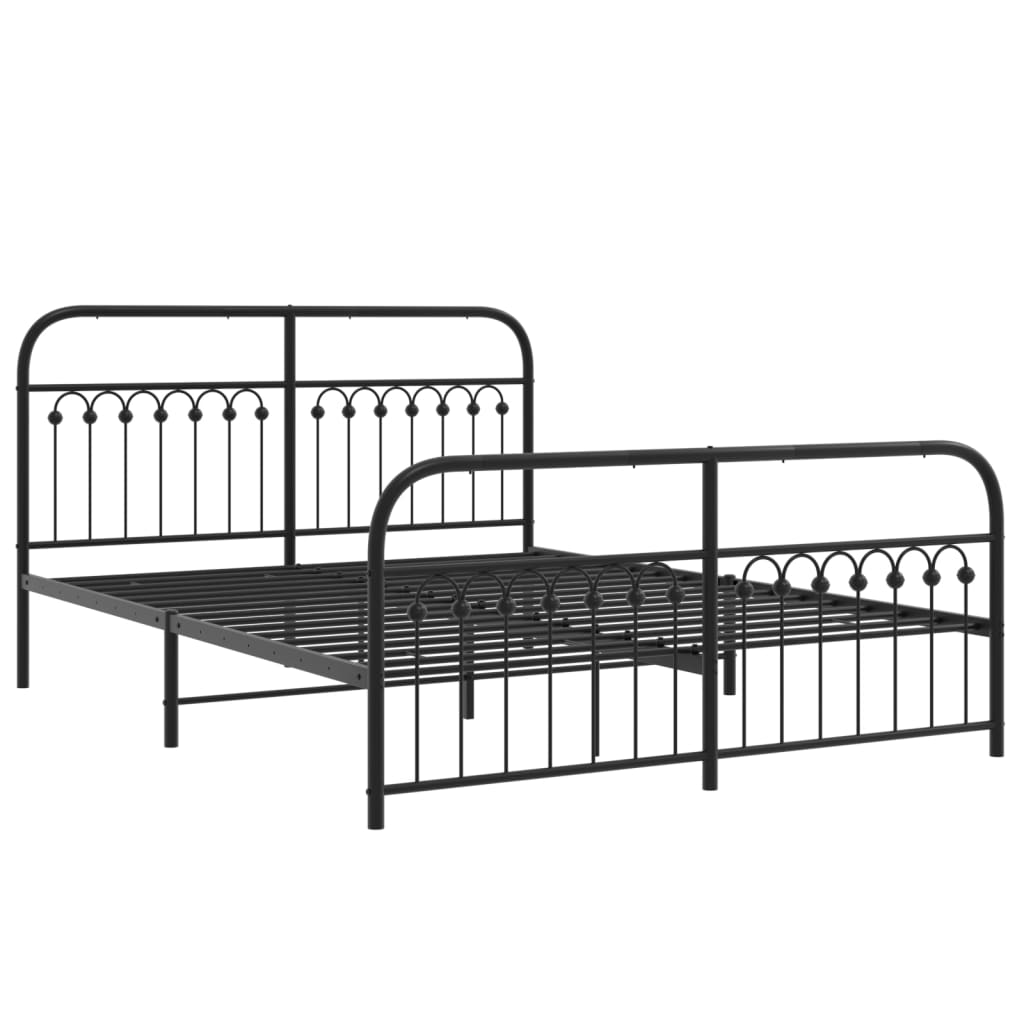 Metalni okvir kreveta uzglavlje i podnožje crni 150x200 cm