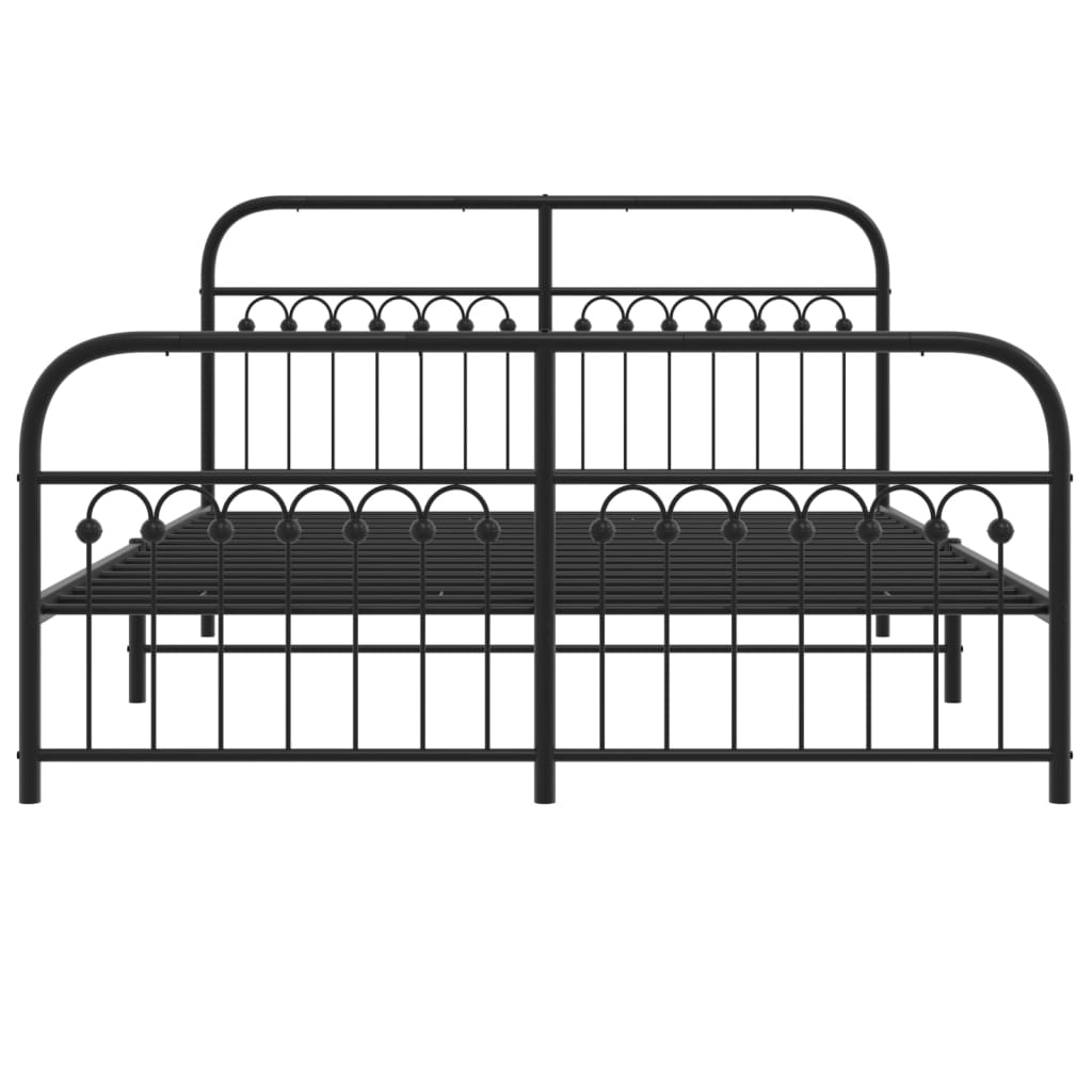 Metalni okvir kreveta uzglavlje i podnožje crni 150x200 cm