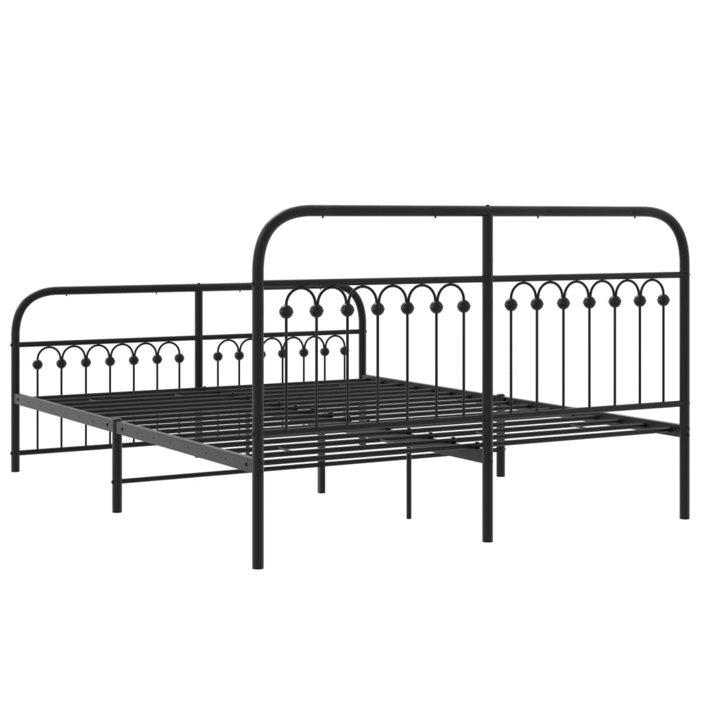 Metalni okvir kreveta uzglavlje i podnožje crni 150x200 cm