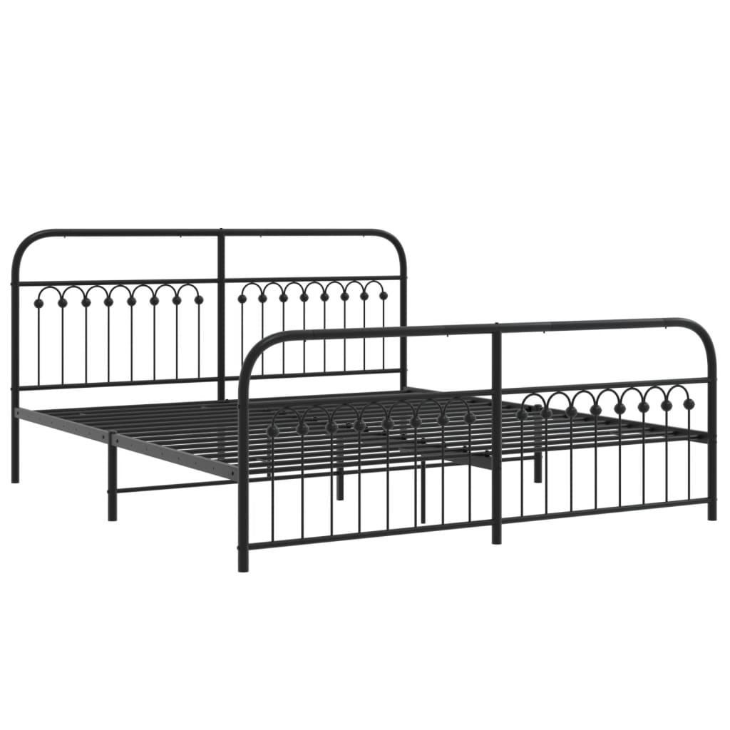 Metalni okvir kreveta uzglavlje i podnožje crni 183x213 cm