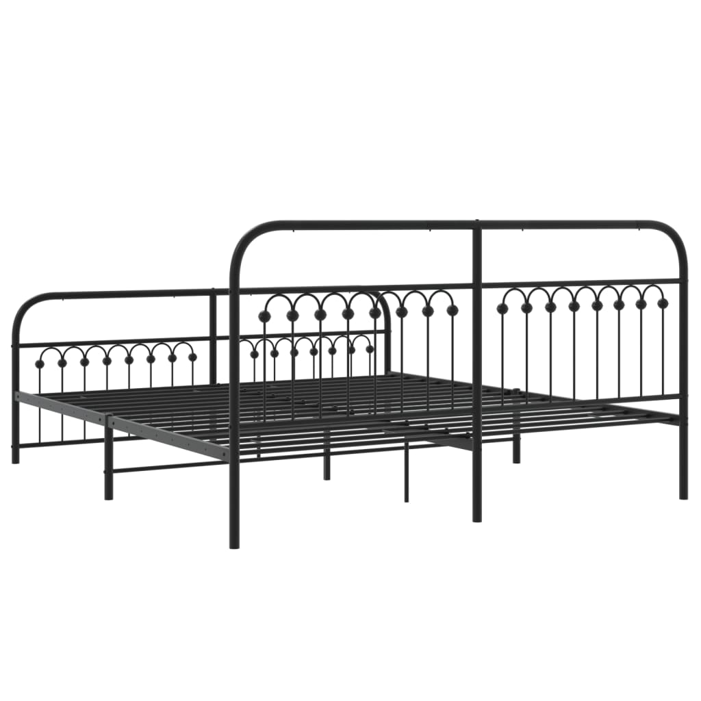 Metalni okvir kreveta uzglavlje i podnožje crni 183x213 cm