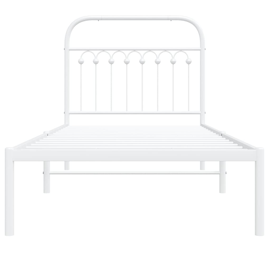Metalni okvir za krevet s uzglavljem bijeli 90 x 190 cm