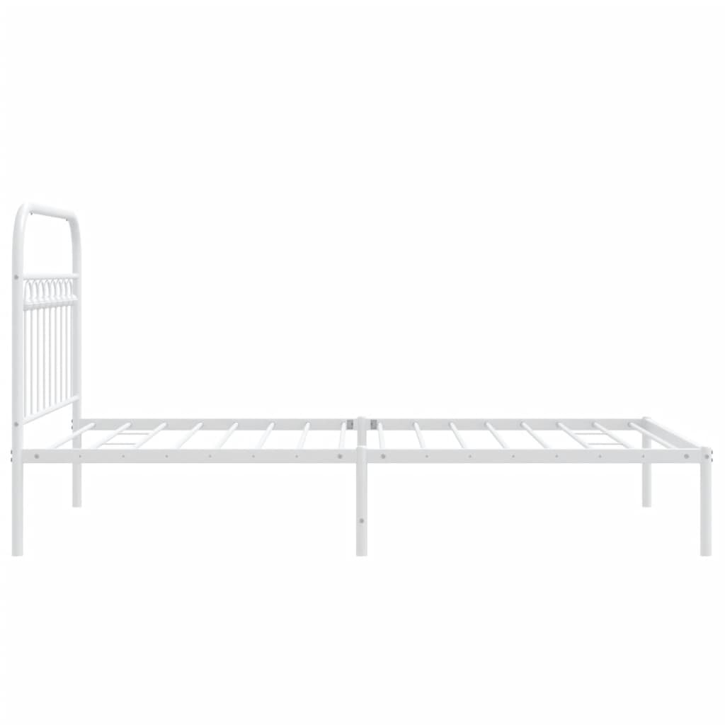Metalni okvir za krevet s uzglavljem bijeli 100x200 cm