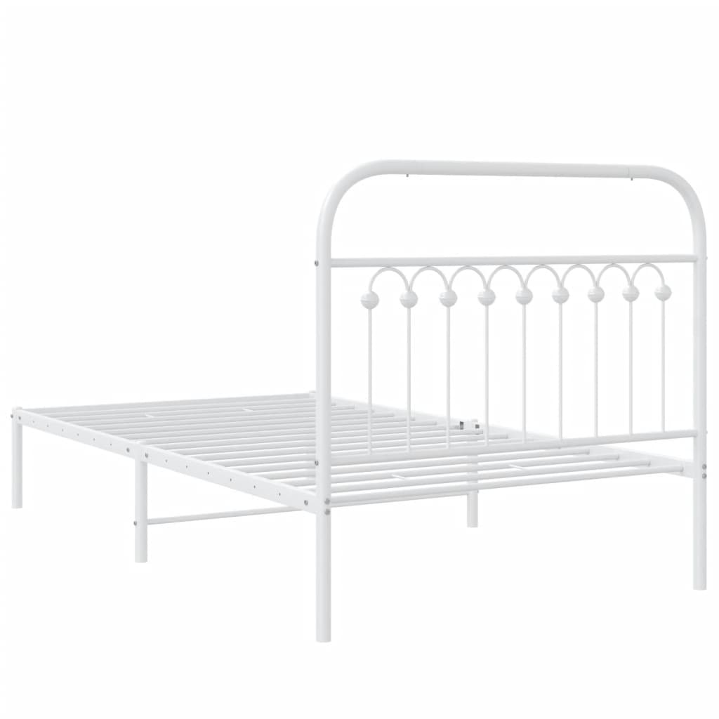 Metalni okvir za krevet s uzglavljem bijeli 100x200 cm