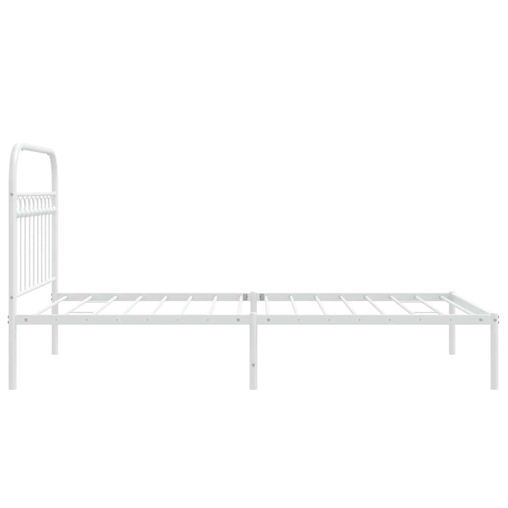 Metalni okvir za krevet s uzglavljem bijeli 107x203 cm