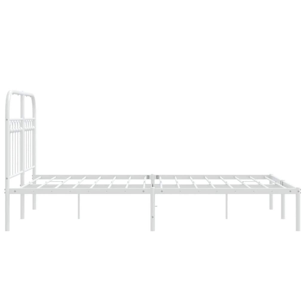 Metalni okvir za krevet s uzglavljem bijeli 120 x 190 cm