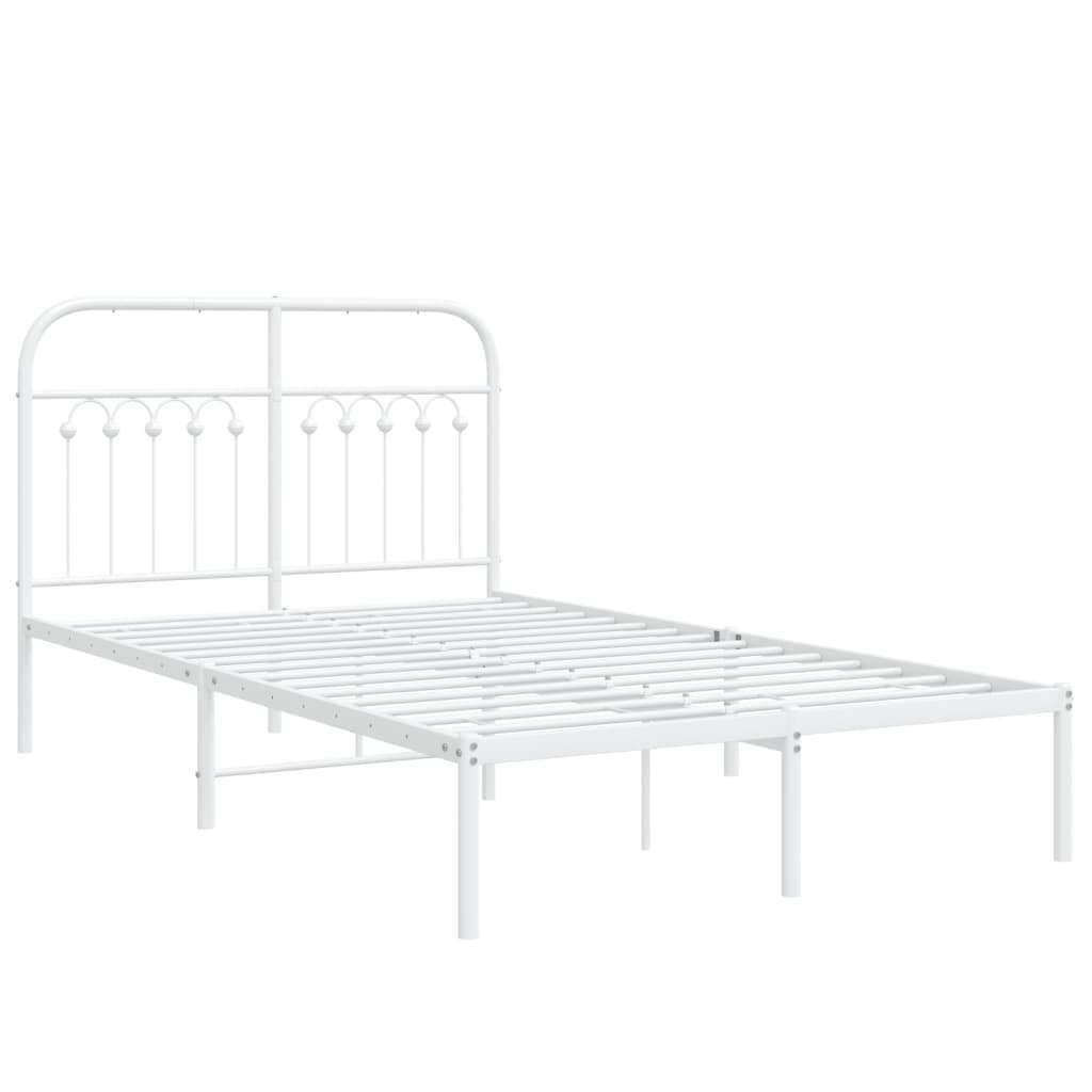 Metalni okvir za krevet s uzglavljem bijeli 120x200 cm