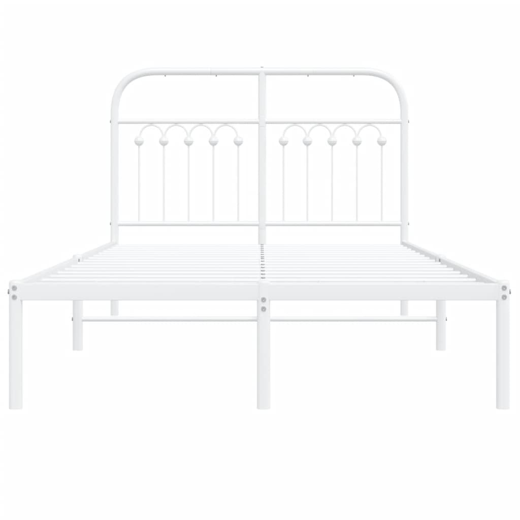 Metalni okvir za krevet s uzglavljem bijeli 120x200 cm