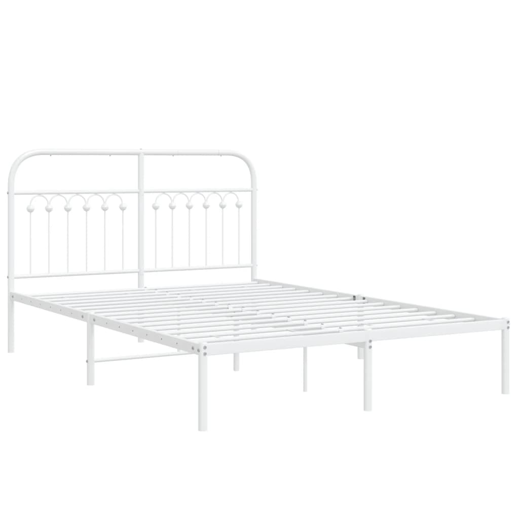 Metalni okvir za krevet s uzglavljem bijeli 135x190 cm