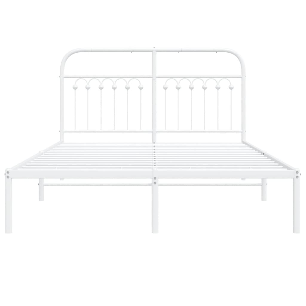 Metalni okvir za krevet s uzglavljem bijeli 135x190 cm