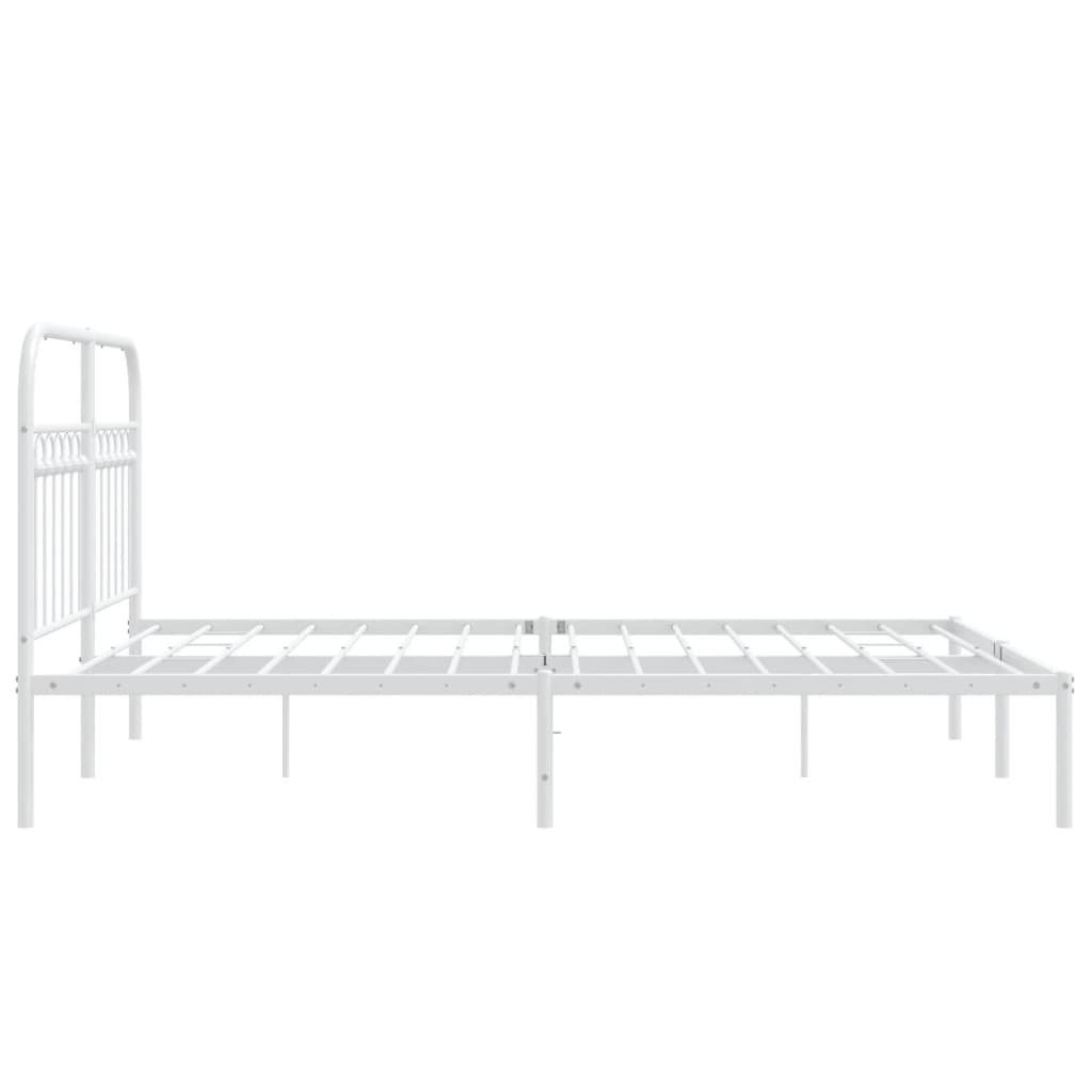 Metalni okvir za krevet s uzglavljem bijeli 135x190 cm