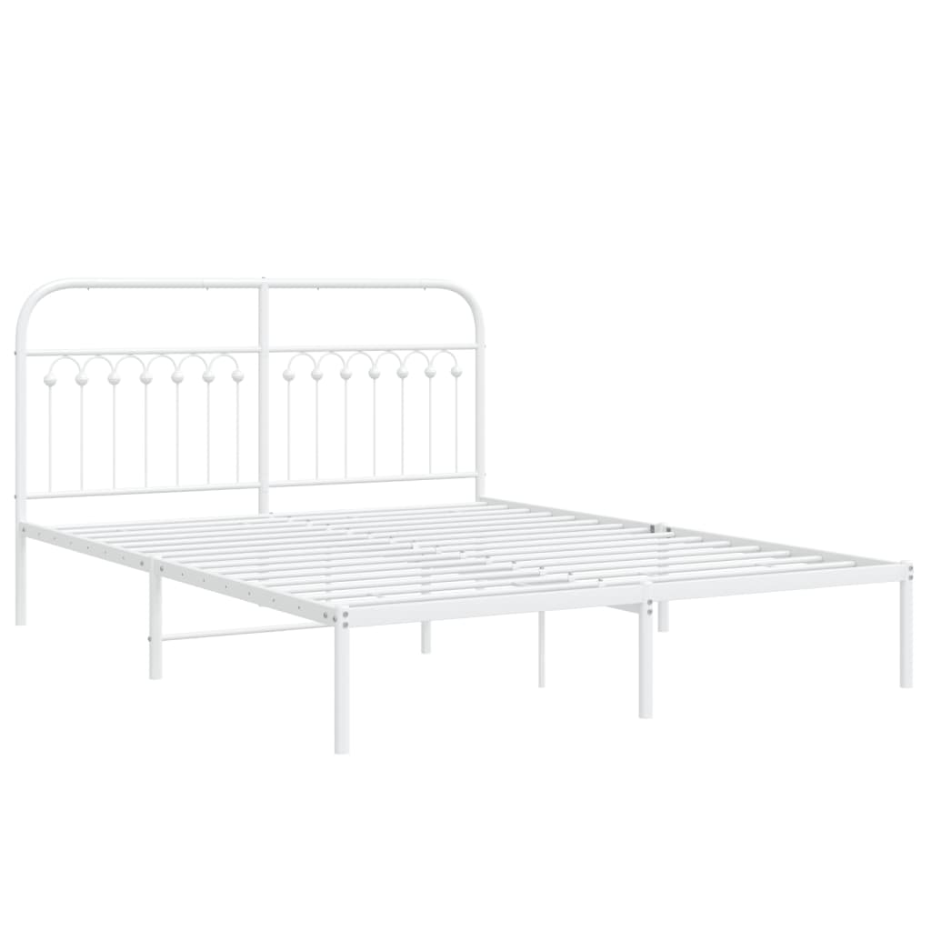 Metalni okvir za krevet s uzglavljem bijeli 150x200 cm