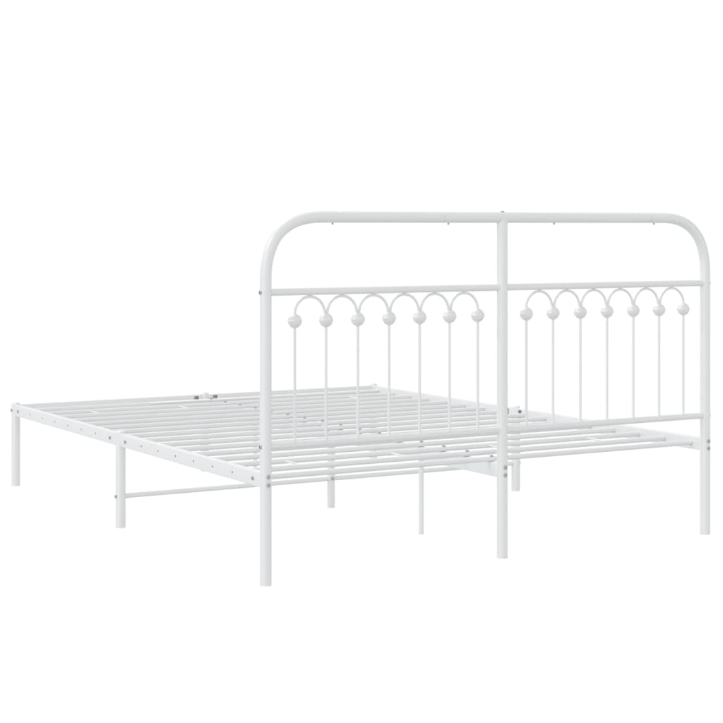 Metalni okvir za krevet s uzglavljem bijeli 150x200 cm