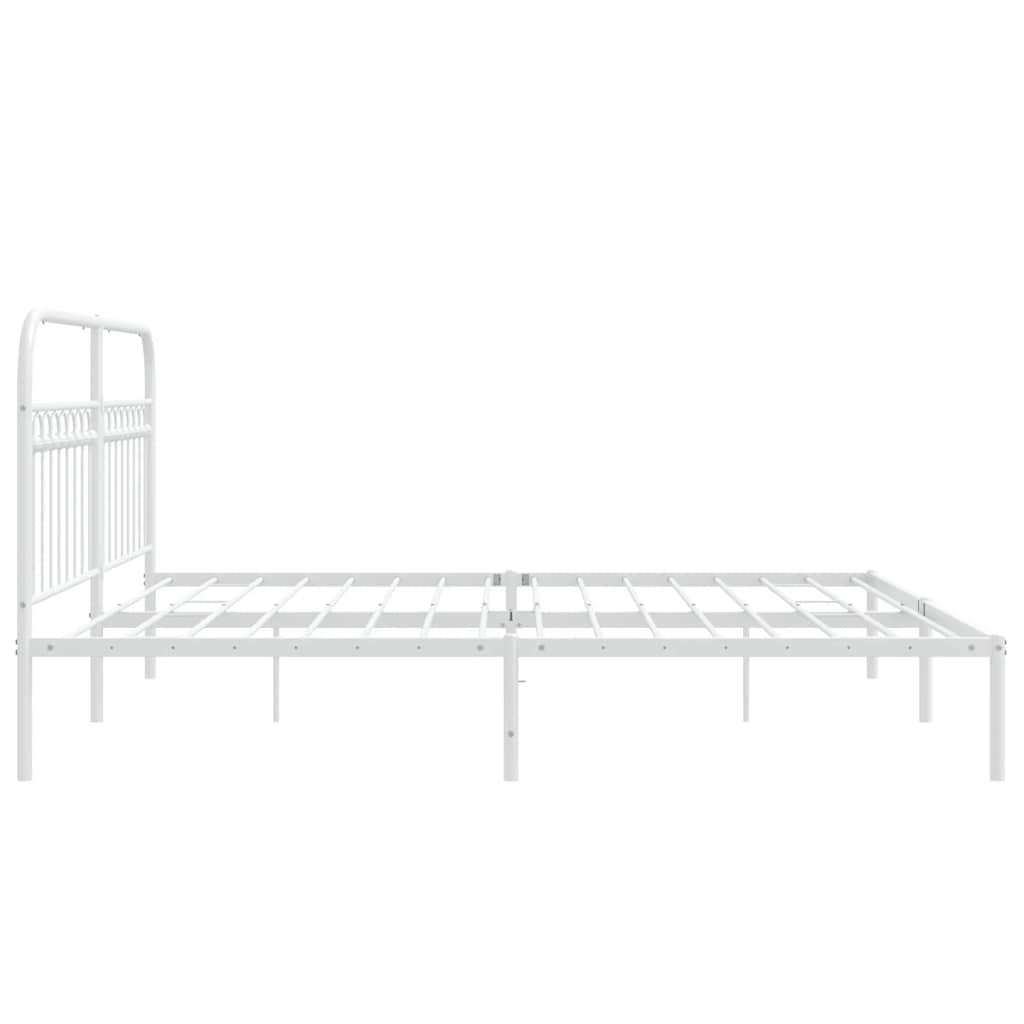 Metalni okvir za krevet s uzglavljem bijeli 183x203 cm