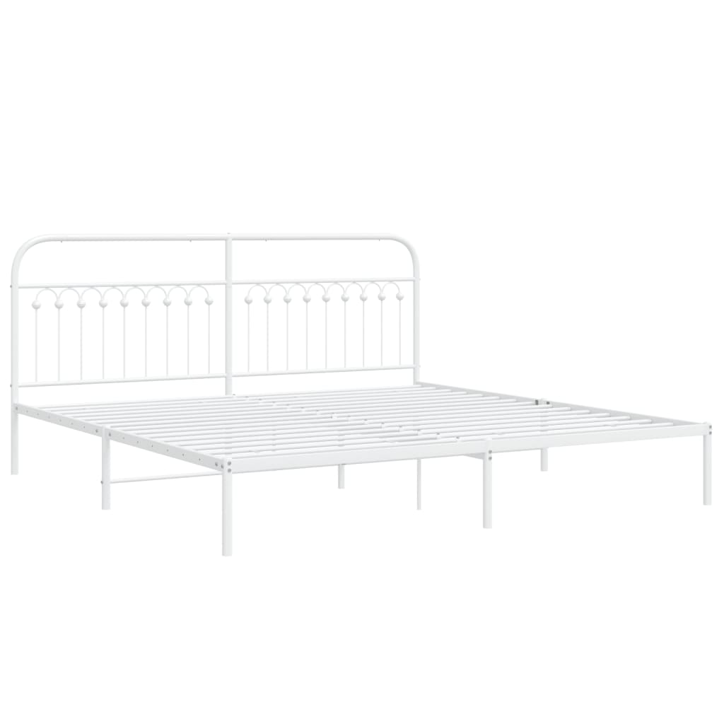 Metalni okvir za krevet s uzglavljem bijeli 200x200 cm