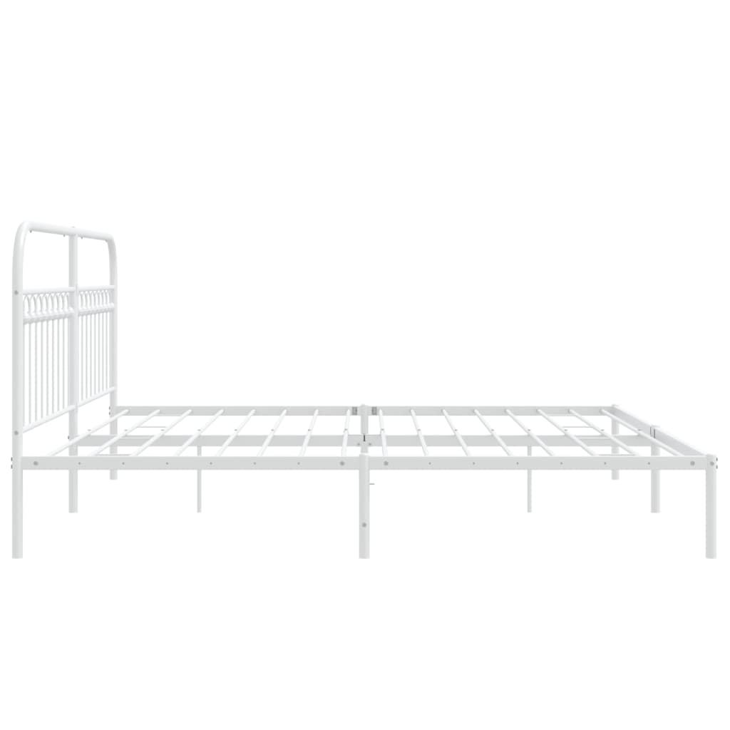 Metalni okvir za krevet s uzglavljem bijeli 200x200 cm