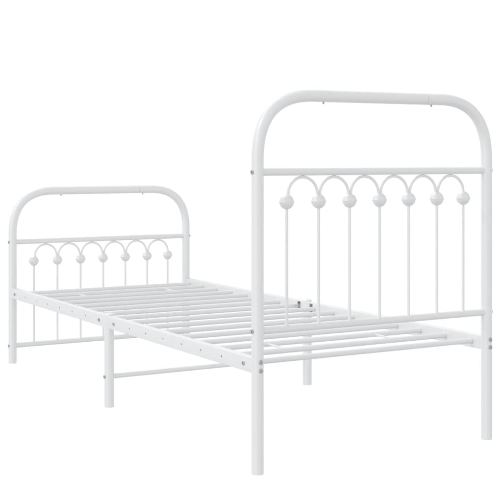 Metalni okvir kreveta uzglavlje i podnožje bijeli 80x200 cm