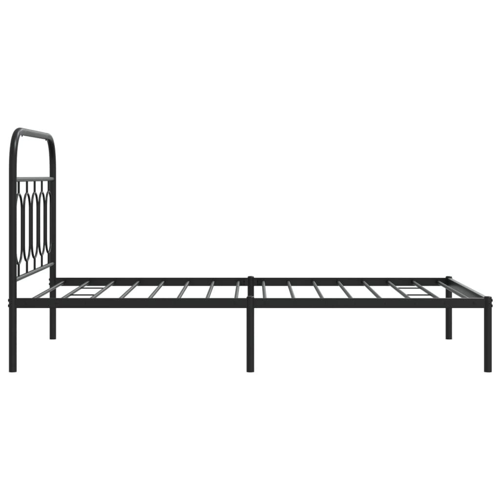 Metalni okvir za krevet s uzglavljem crni 100x190 cm