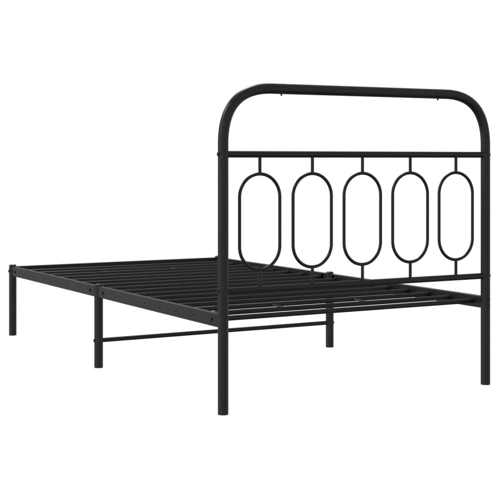 Metalni okvir za krevet s uzglavljem crni 100x190 cm