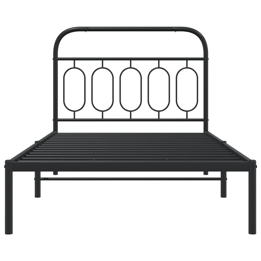 Metalni okvir za krevet s uzglavljem crni 107x203 cm