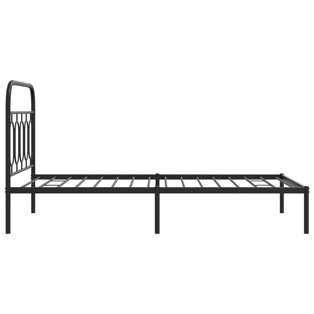 Metalni okvir za krevet s uzglavljem crni 107x203 cm