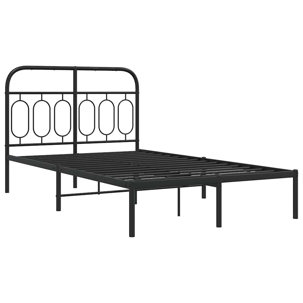 Metalni okvir za krevet s uzglavljem crni 120x200 cm