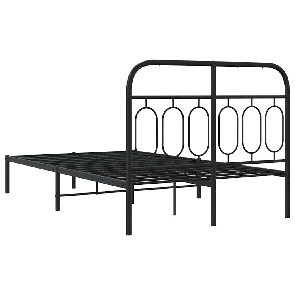 Metalni okvir za krevet s uzglavljem crni 120x200 cm
