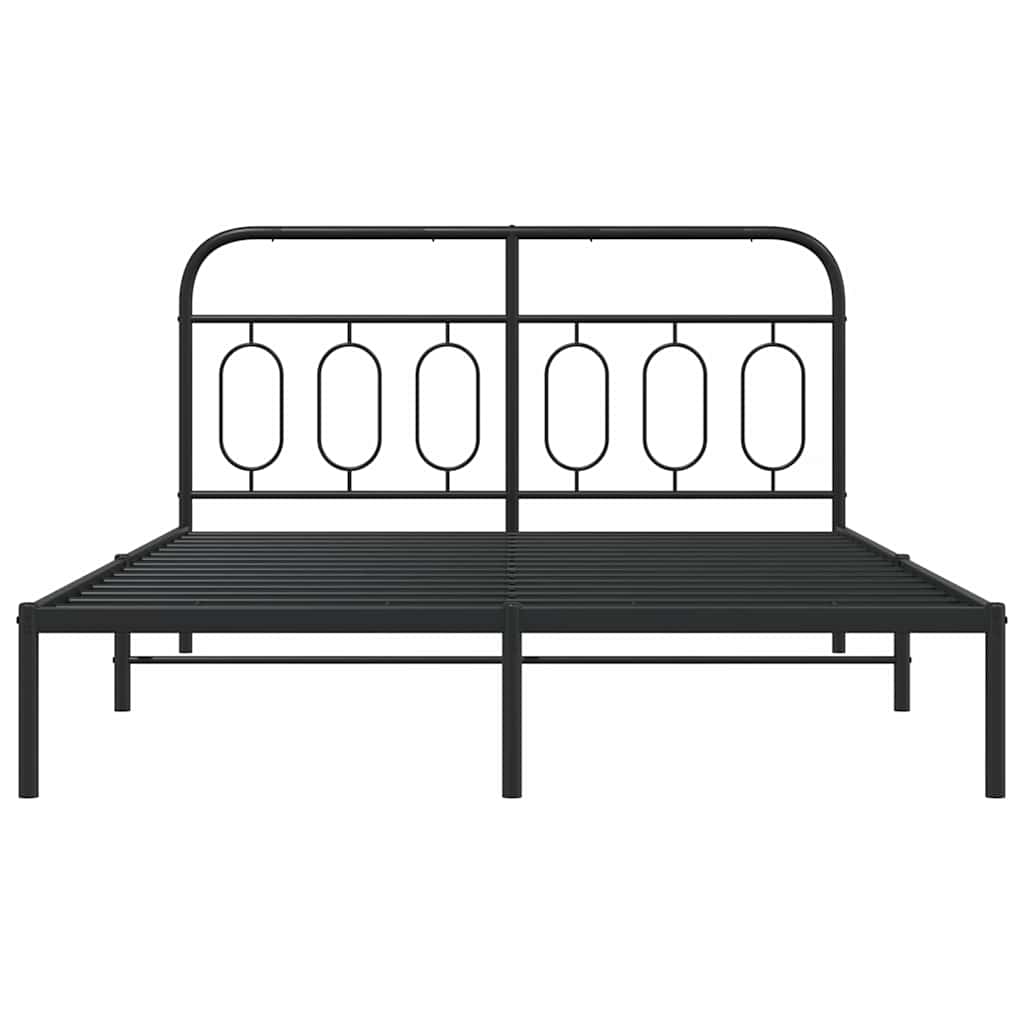 Metalni okvir za krevet s uzglavljem crni 135x190 cm