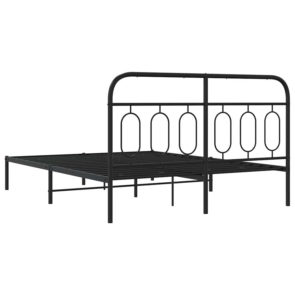 Metalni okvir za krevet s uzglavljem crni 135x190 cm