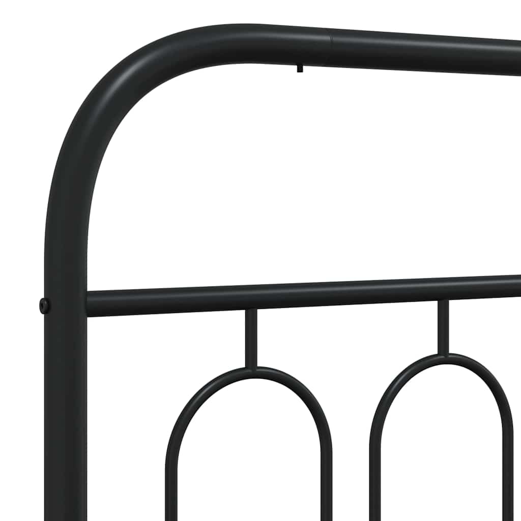 Metalni okvir za krevet s uzglavljem crni 135x190 cm