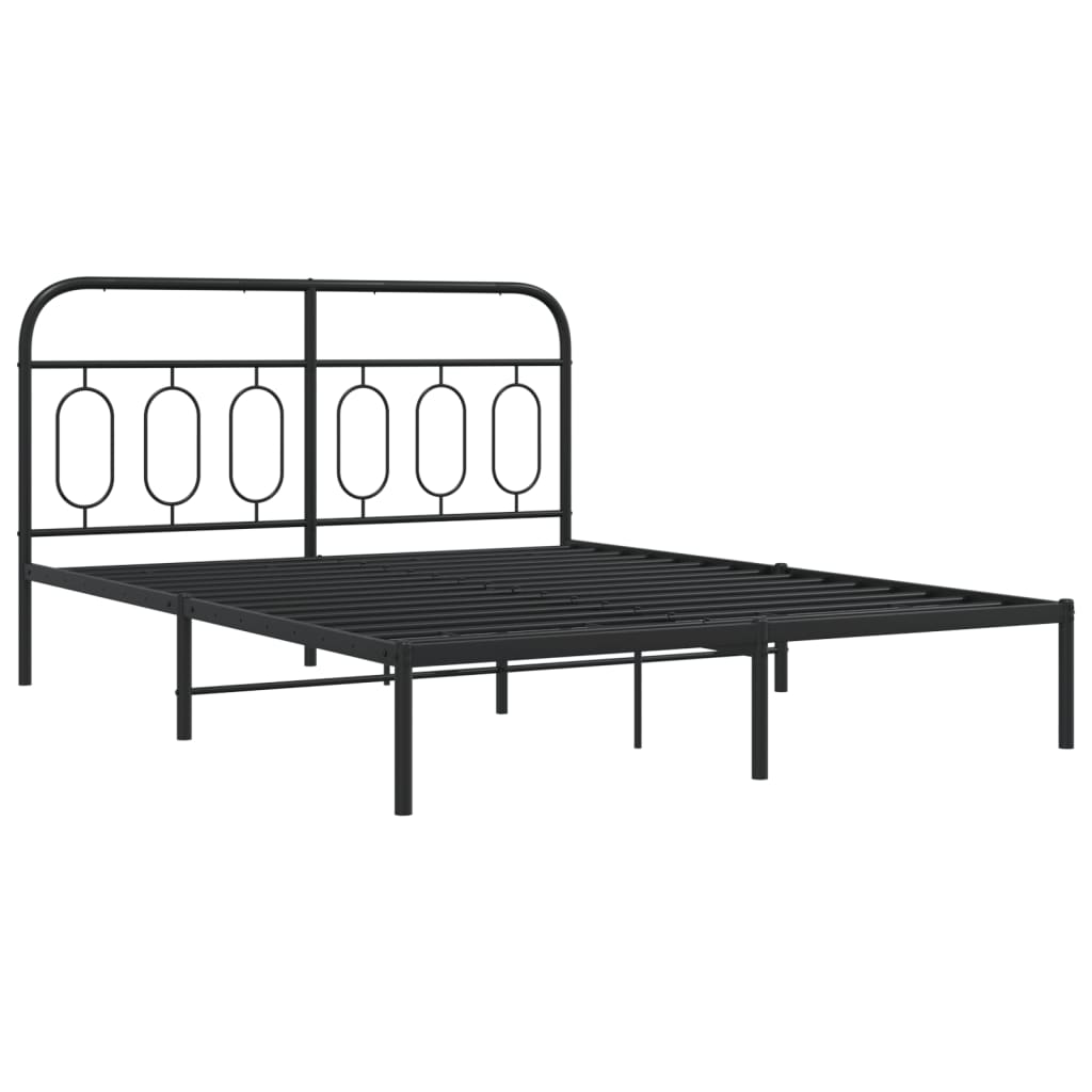 Metalni okvir za krevet s uzglavljem crni 140x190 cm
