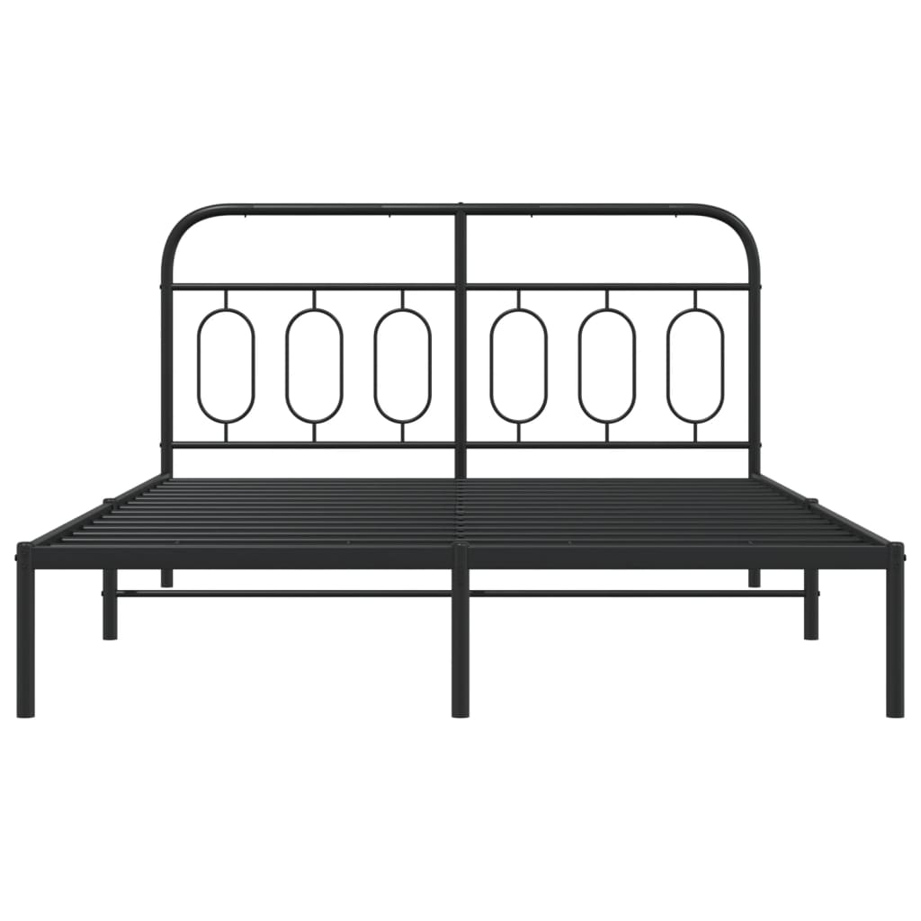 Metalni okvir za krevet s uzglavljem crni 140x190 cm