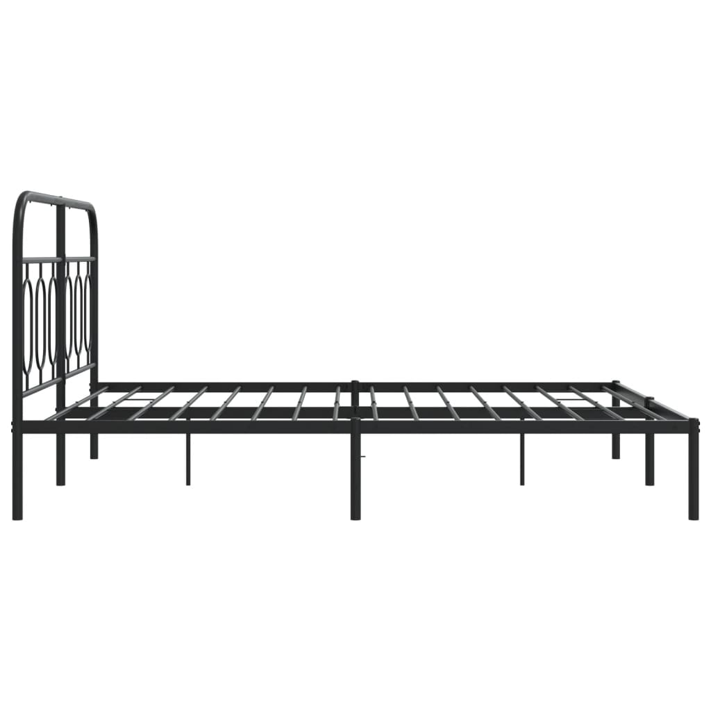 Metalni okvir za krevet s uzglavljem crni 140x190 cm