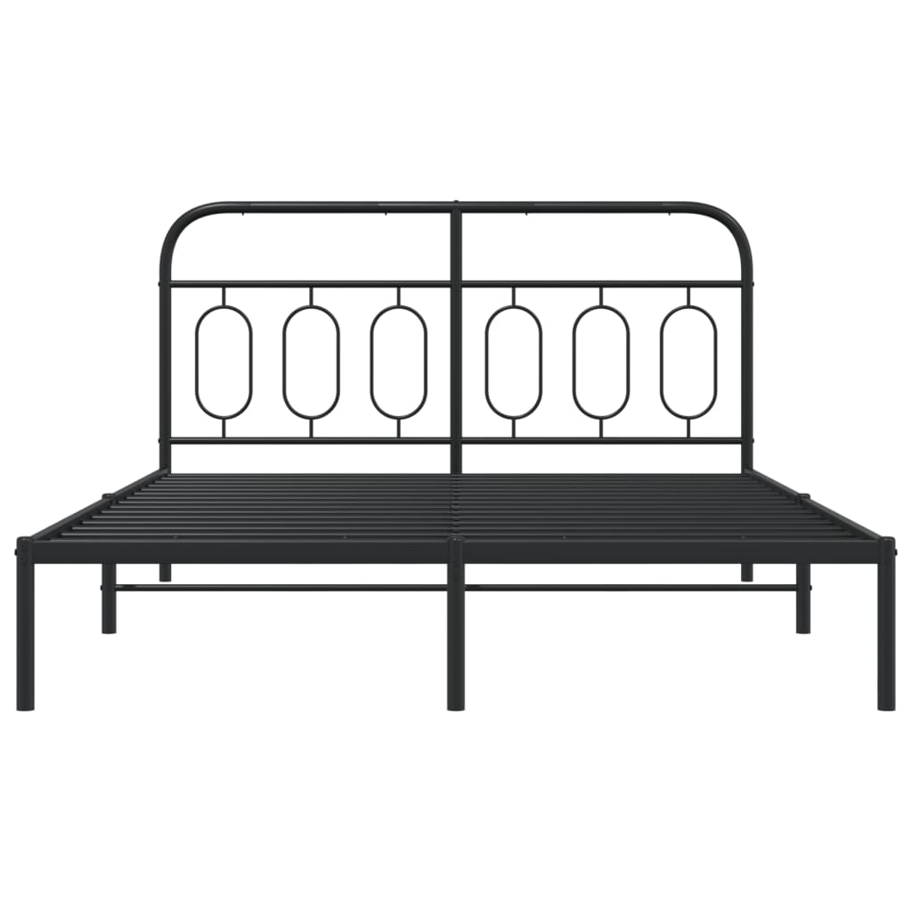Metalni okvir za krevet s uzglavljem crni 140x200 cm
