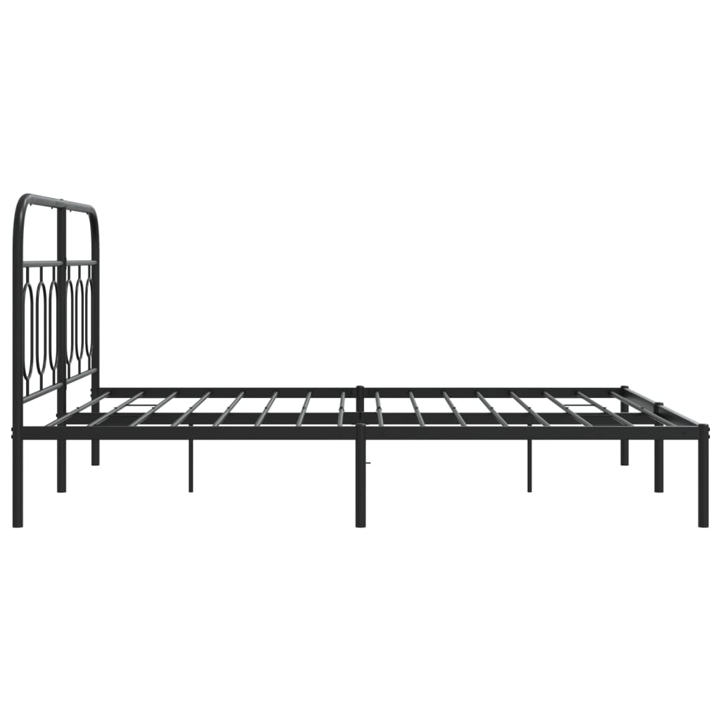 Metalni okvir za krevet s uzglavljem crni 140x200 cm