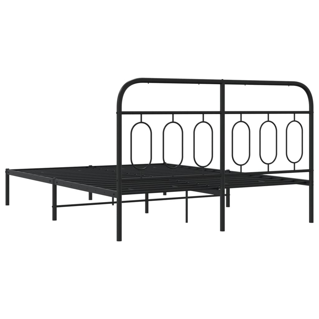 Metalni okvir za krevet s uzglavljem crni 140x200 cm