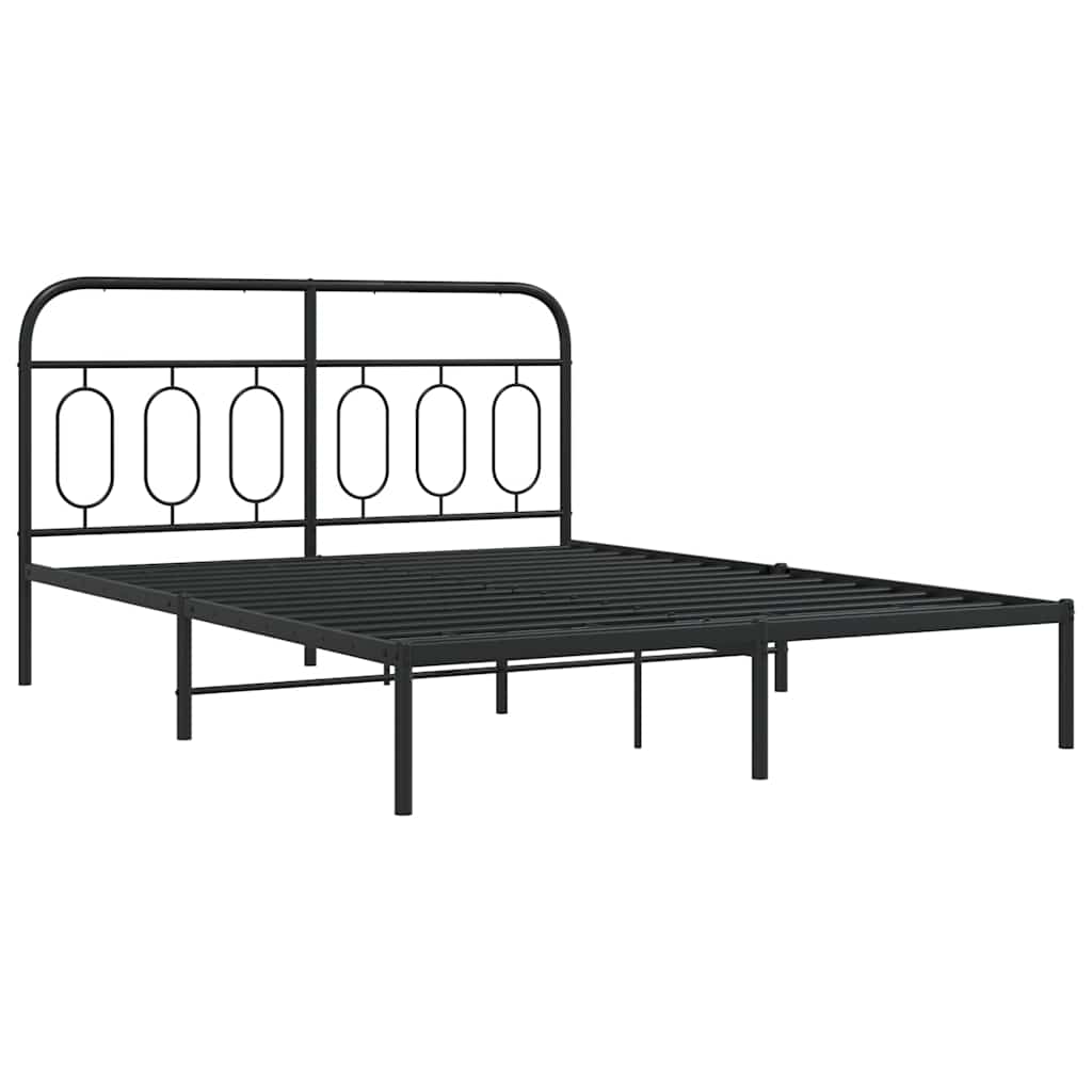 Metalni okvir za krevet s uzglavljem crni 150x200 cm