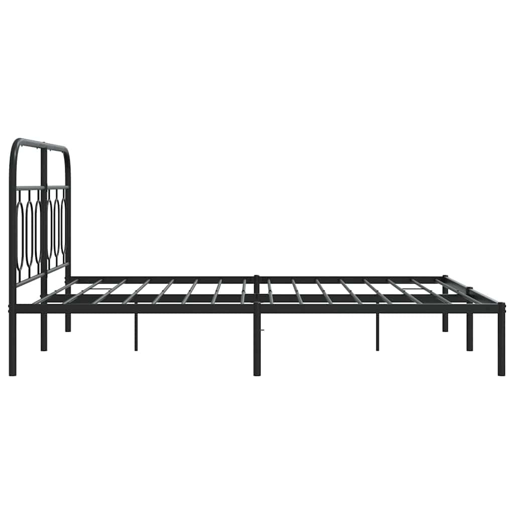 Metalni okvir za krevet s uzglavljem crni 150x200 cm